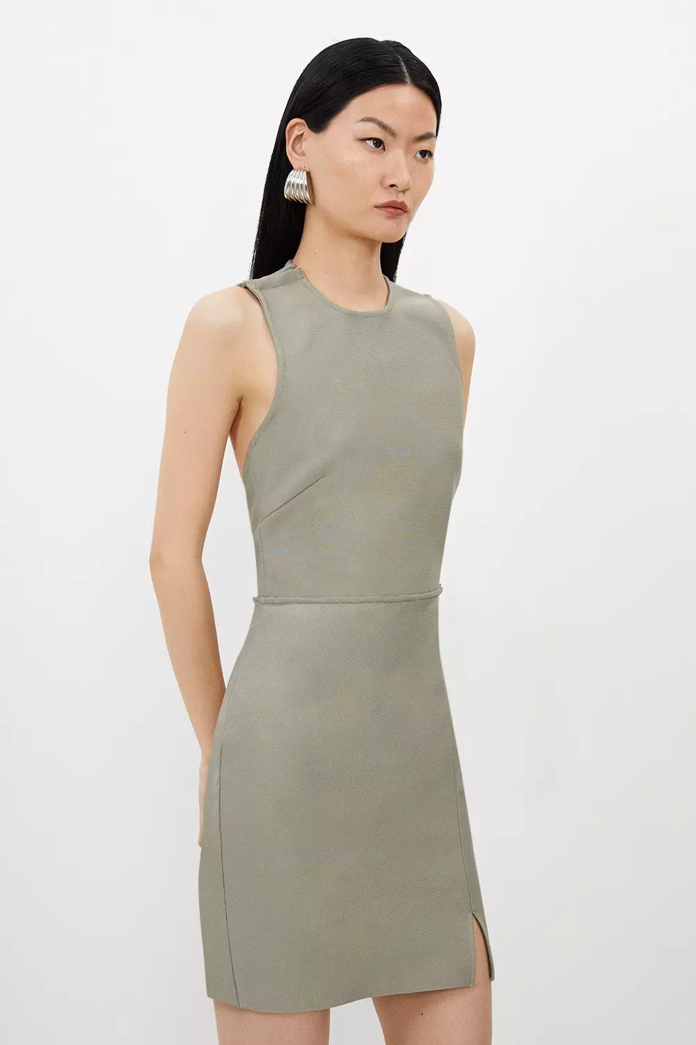 Figure Form Bandage Cut Out Detail Knit Mini Dress | Karen